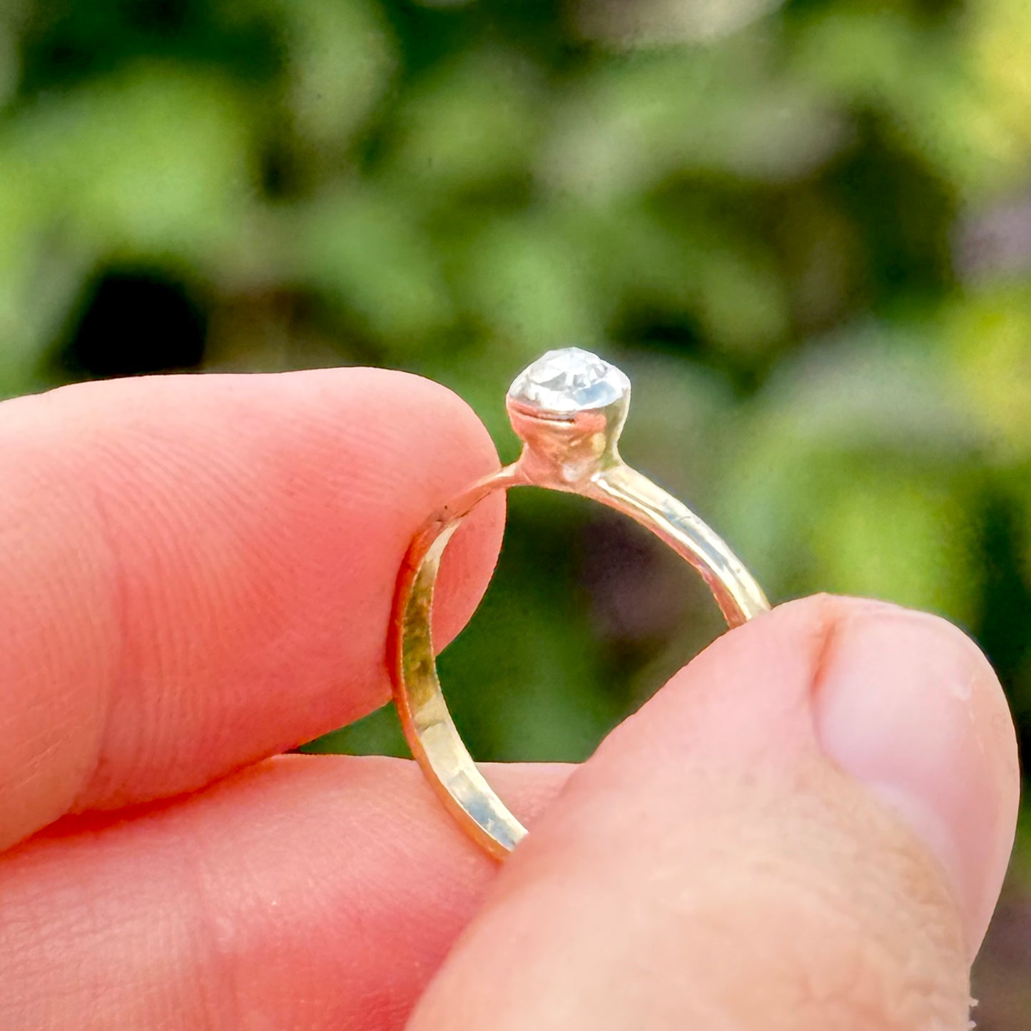 Vintage Rose Cut Solitaire Ring in 9 Carat Gold