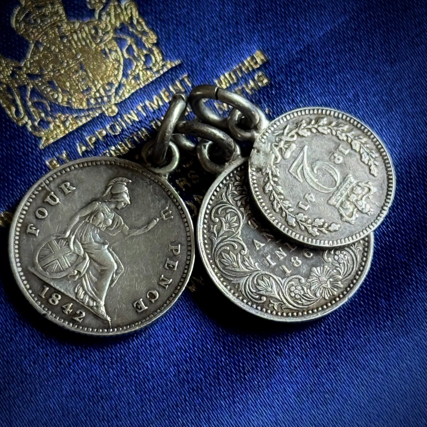 Antique Victorian Love Token Trio Pendants; Circa 1842