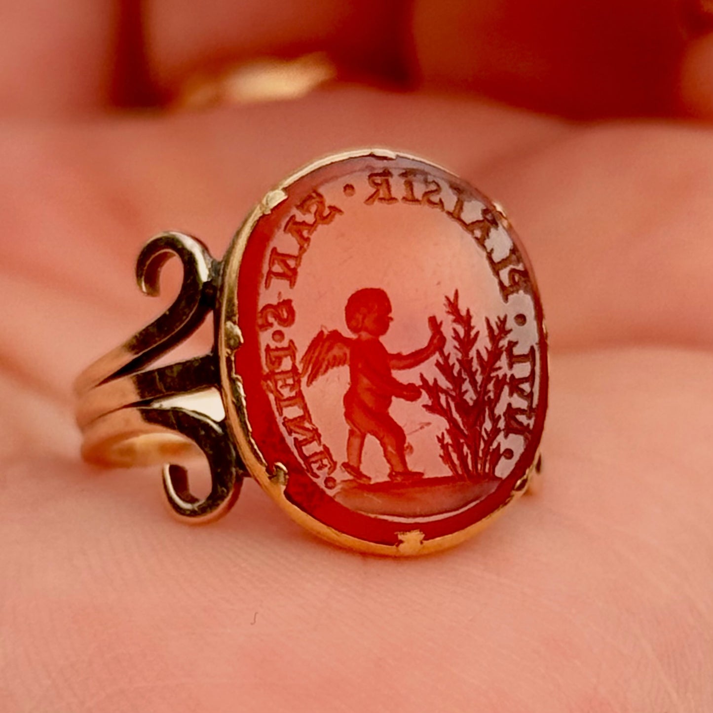Antique Georgian Cherub Intaglio Ring