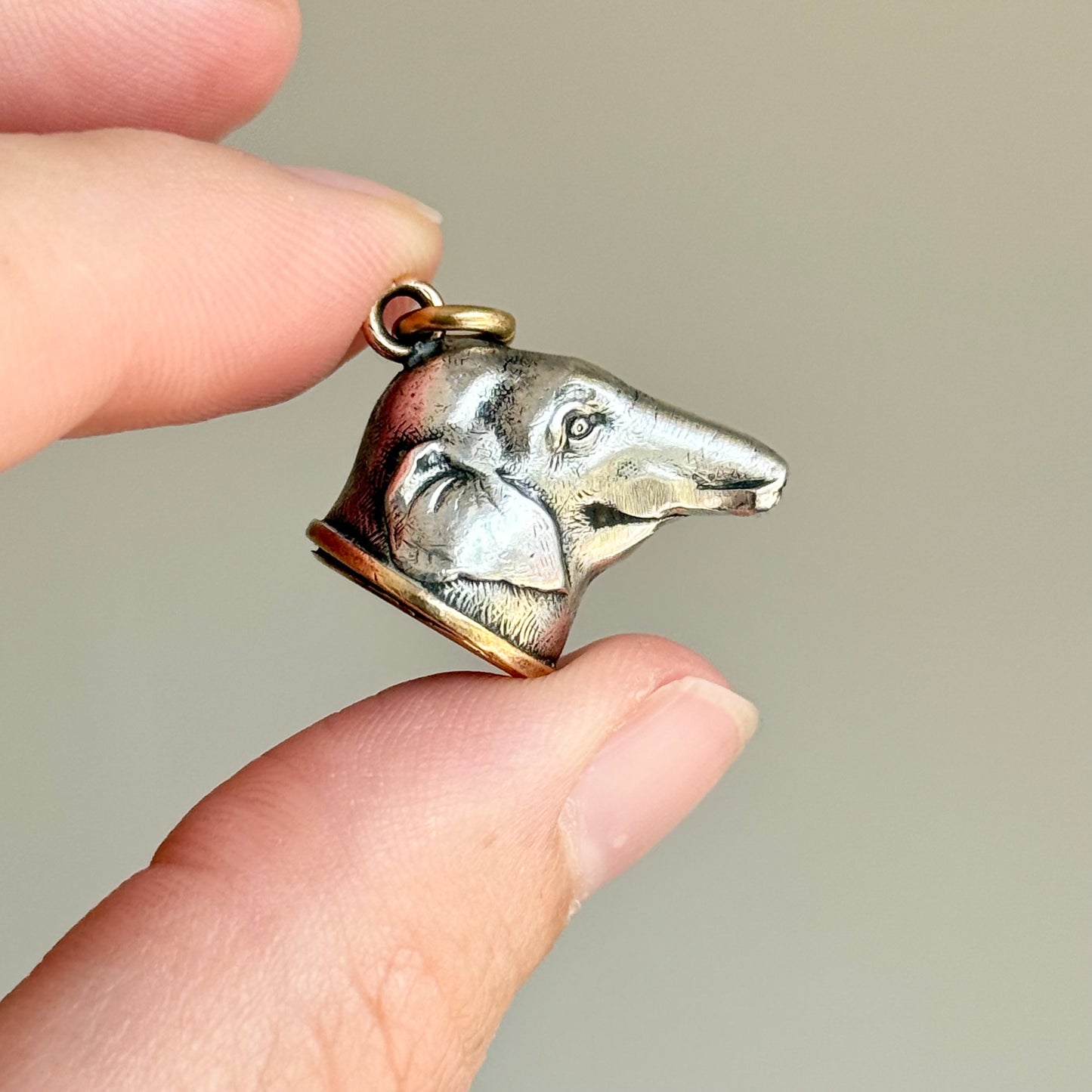 Rare Victorian Elephant Mourning Pendant with Hairwork; Circa 1870