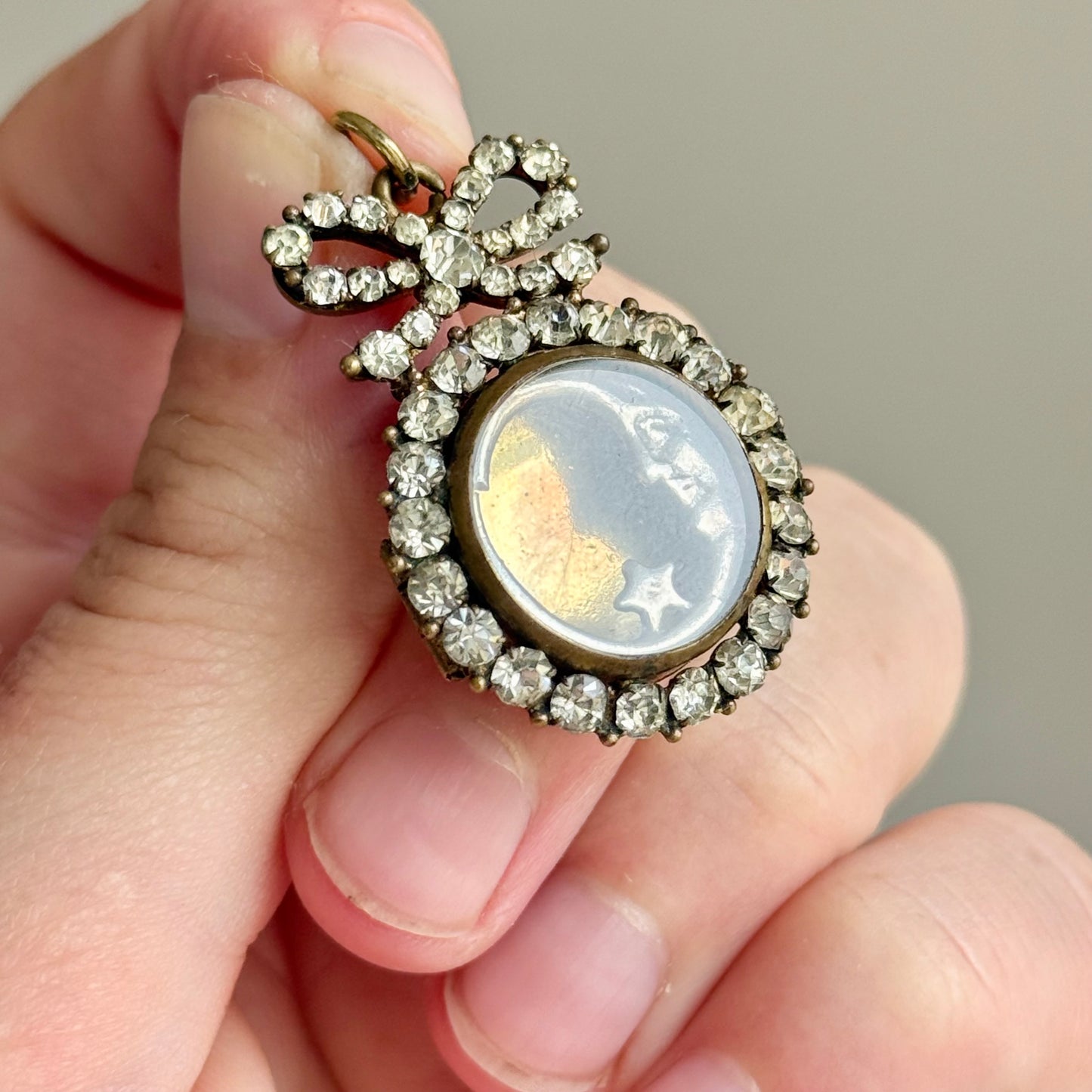 Edwardian Paste Locket & Bow Pendant