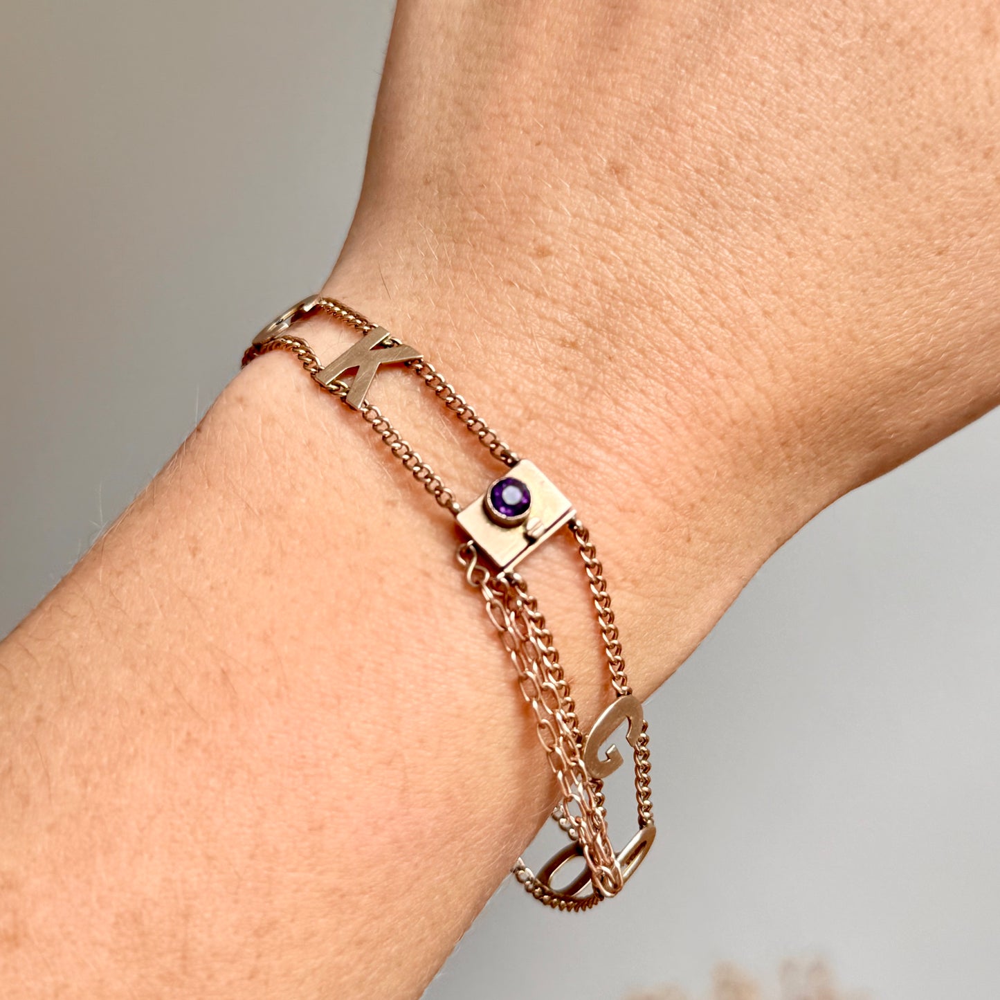 Antique Good Luck Bracelet in 9 Carat Rose Gold, Circa 1900