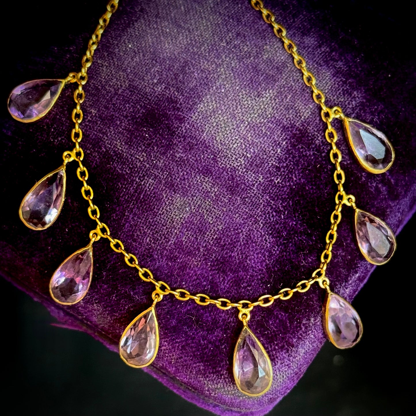 Edwardian Amethyst Fringe Necklace; Circa 1900