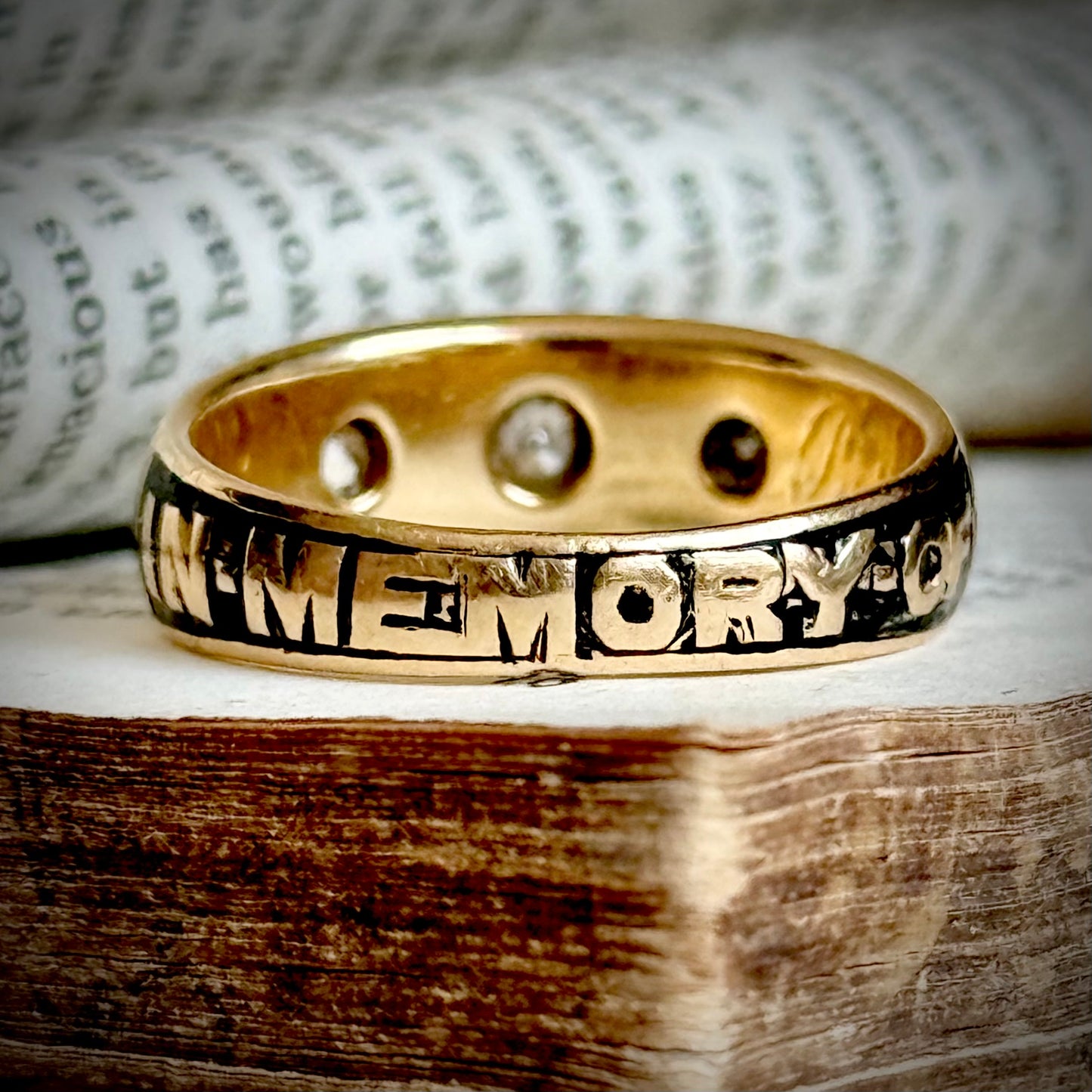 Victorian Enamel & Diamond Ring in 18 Carat Gold; Circa 1896