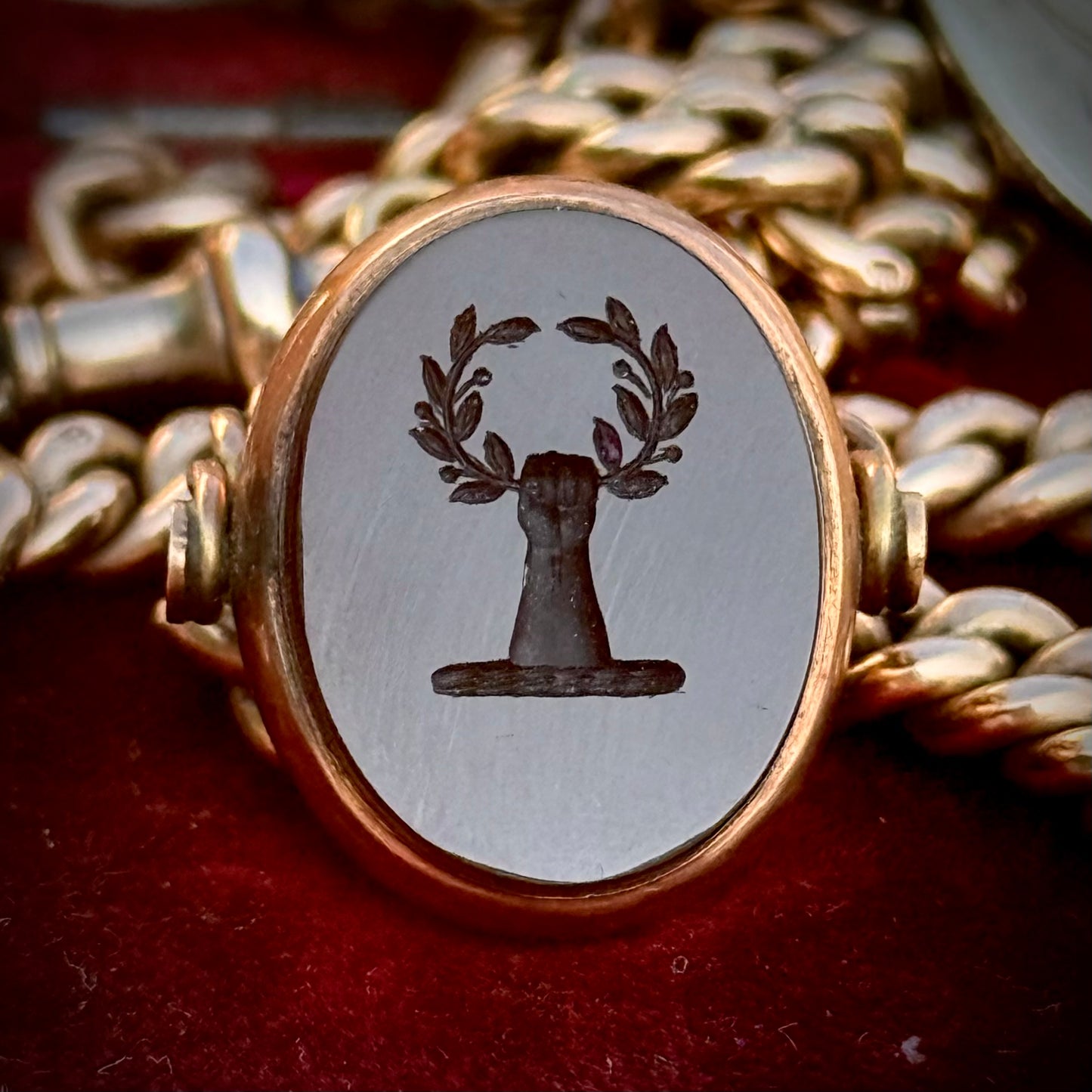 Antique Victorian Heraldic Intaglio Spinning Pendant