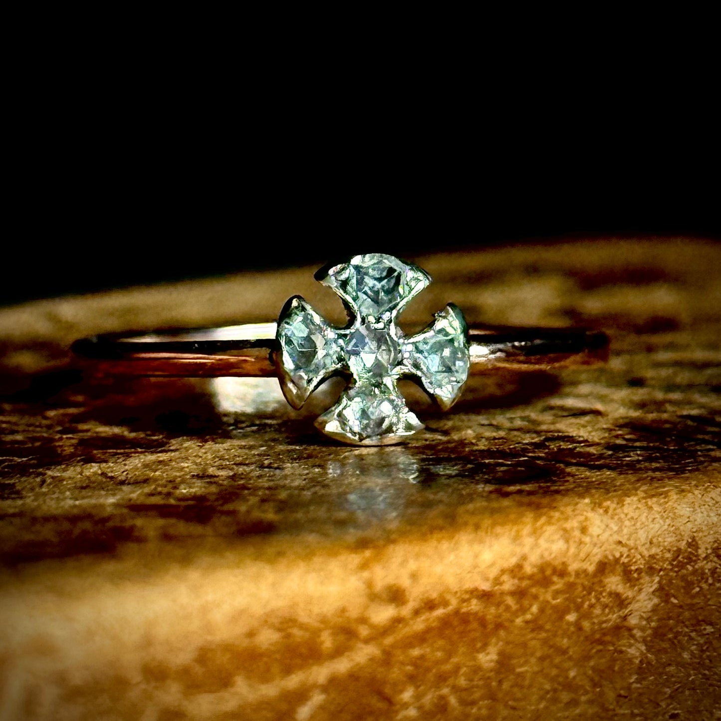 Antique Old Cut Diamond Cross Ring