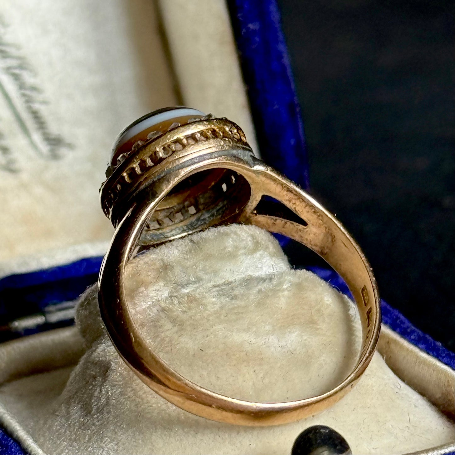 Victorian Bull's Eye Agate & Diamond Ring