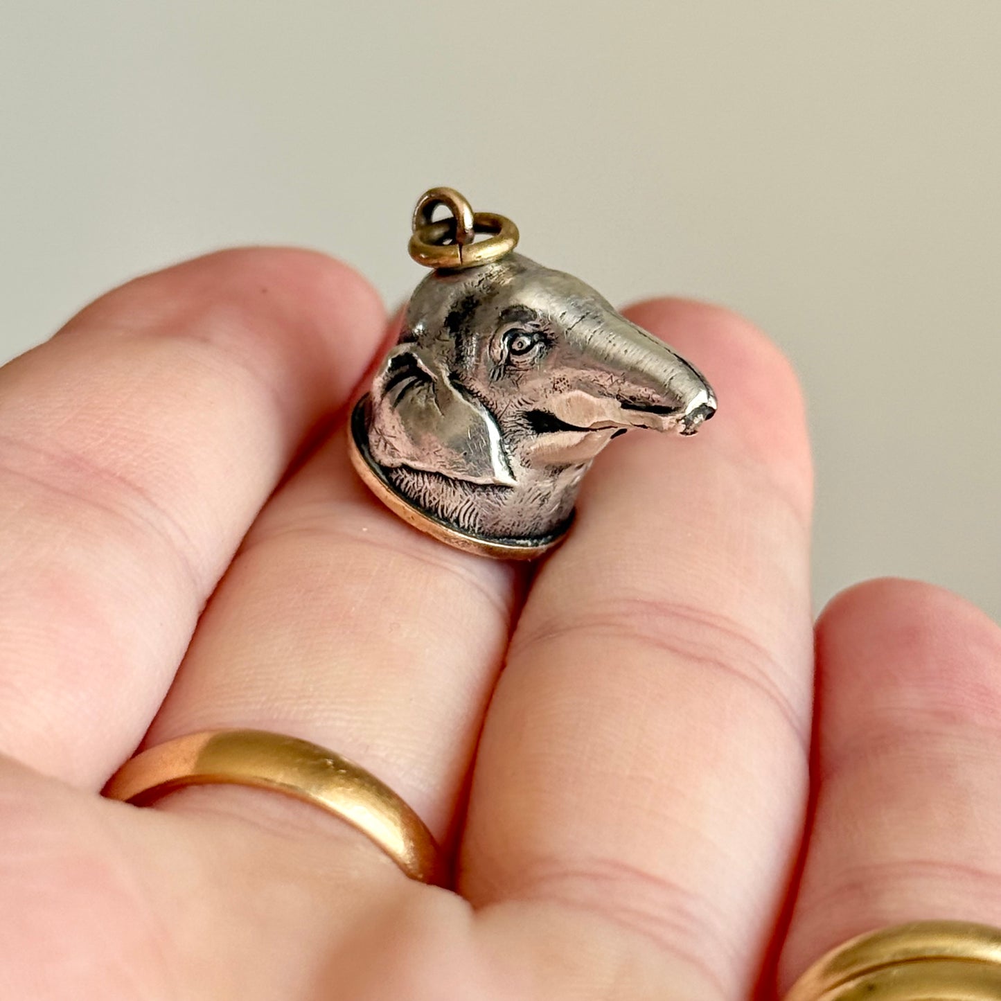 Rare Victorian Elephant Mourning Pendant with Hairwork; Circa 1870