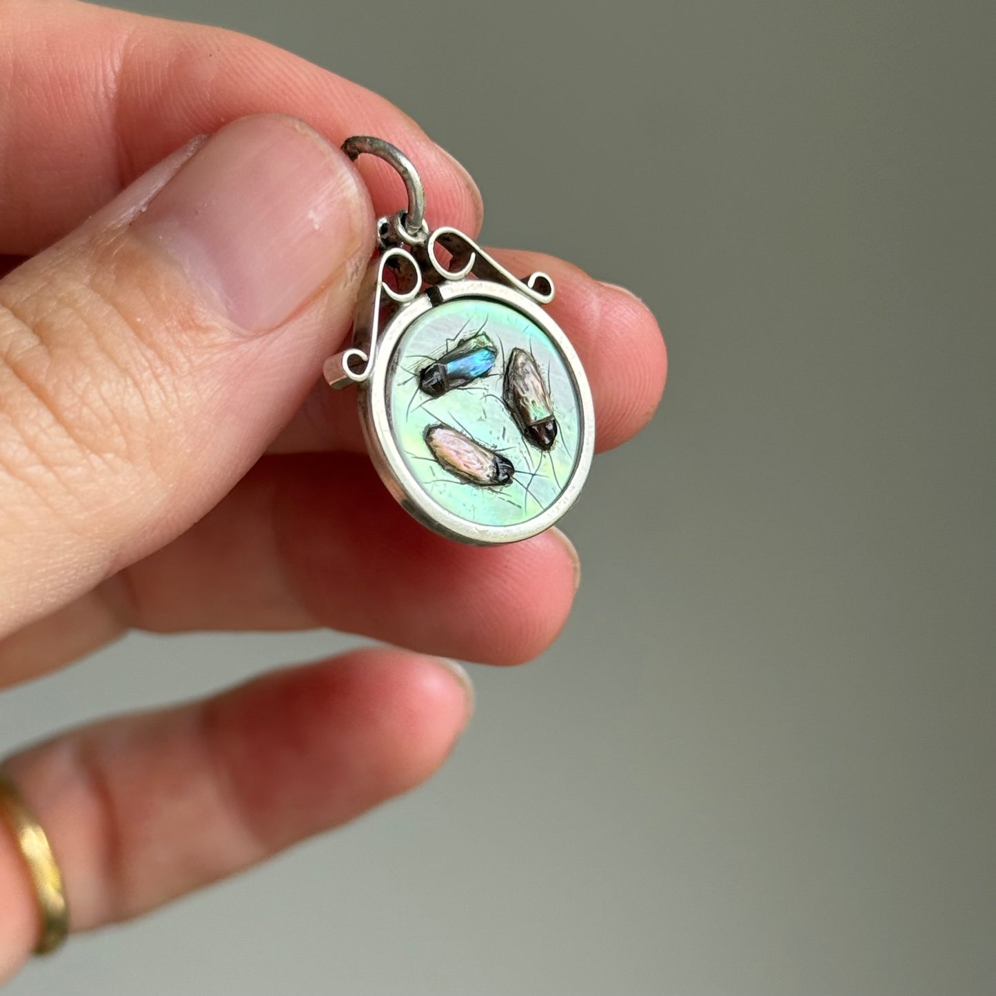 Shibayama & Mother of Pearl Pendant in Sterling Silver