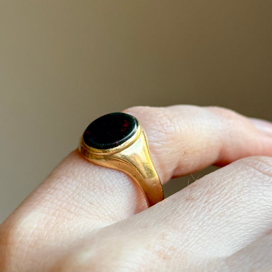 Antique Bloodstone Signet Ring in 9 Carat Gold