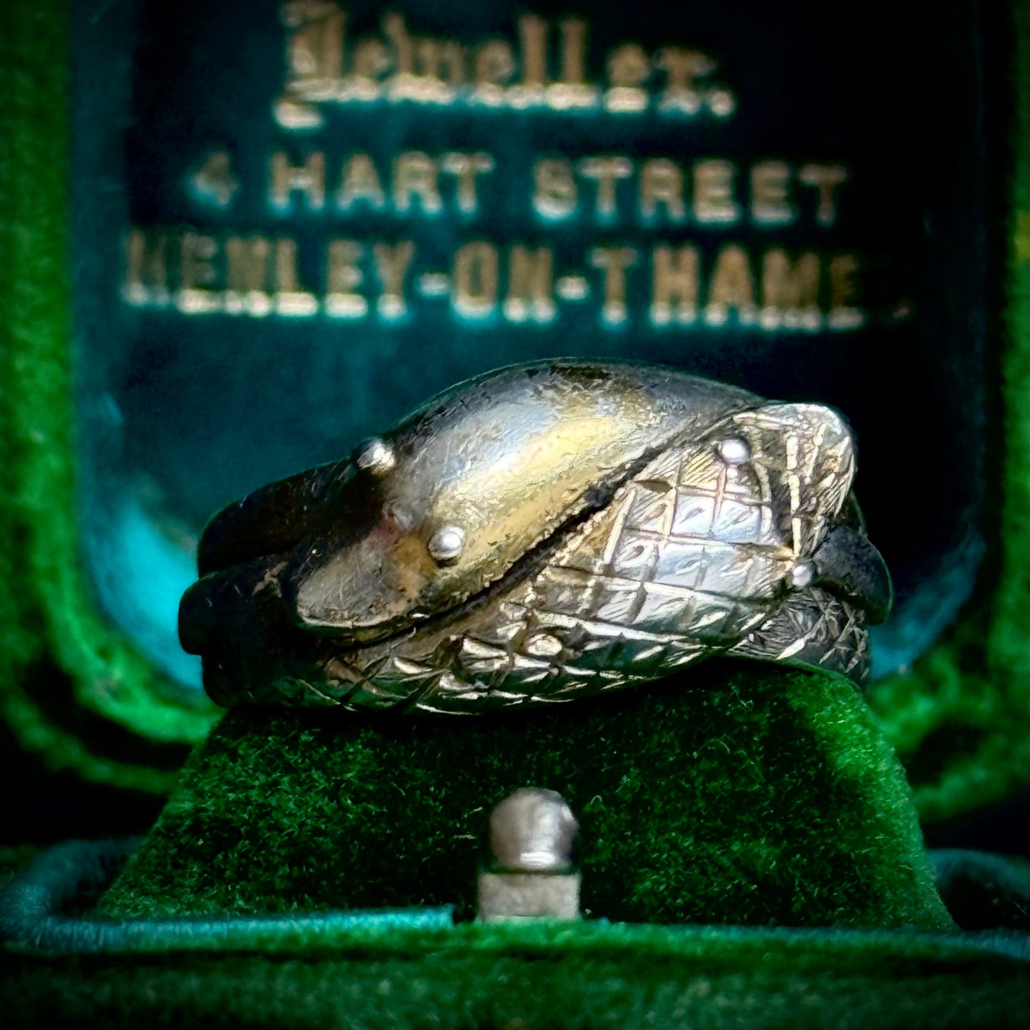 Antique Victorian Silver Snake Ring; Circa 1879