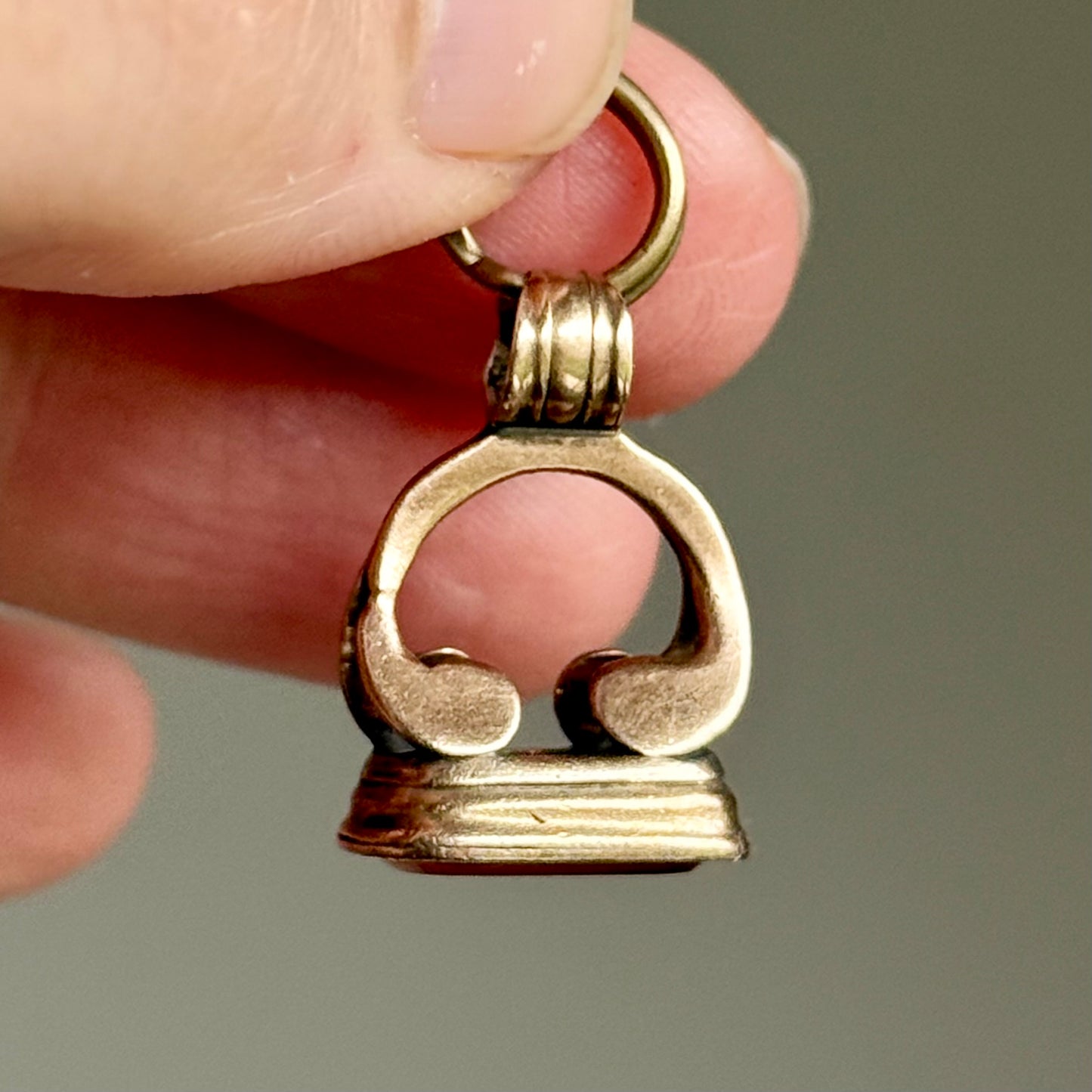 Antique Victorian Carnelian 'Anne' Intaglio Fob in 9 carat Gold; Circa 1890