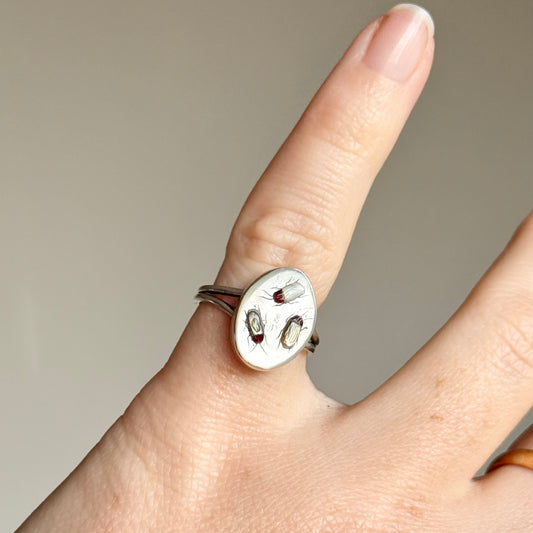 Vintage Shibayama Ring in Sterling Silver
