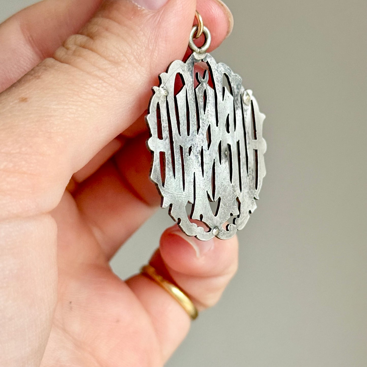 Antique 'Hannah' Pendant in Silver; Circa 1889