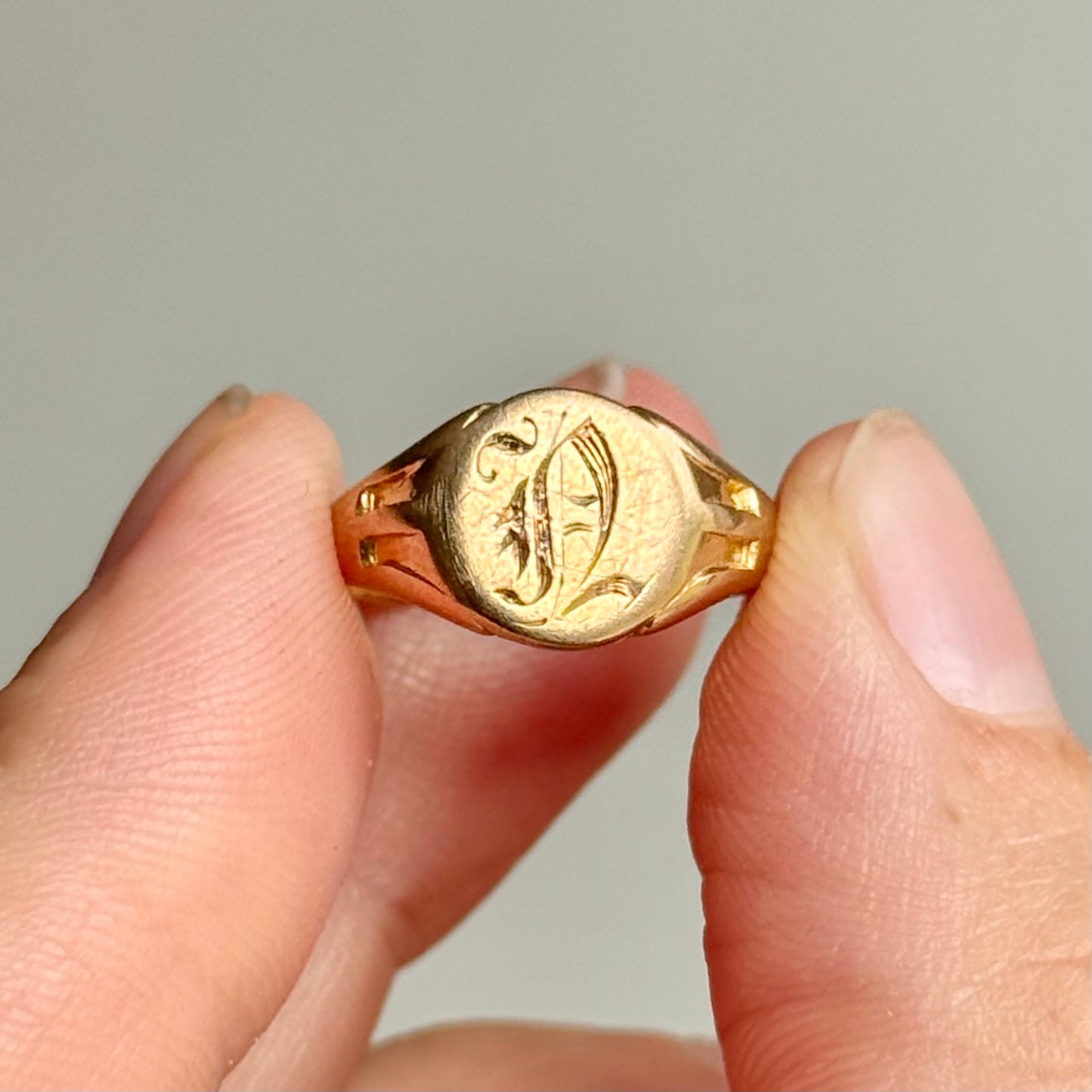 Antique 'N' Signet Ring in 18 Carat Gold; Circa 1890