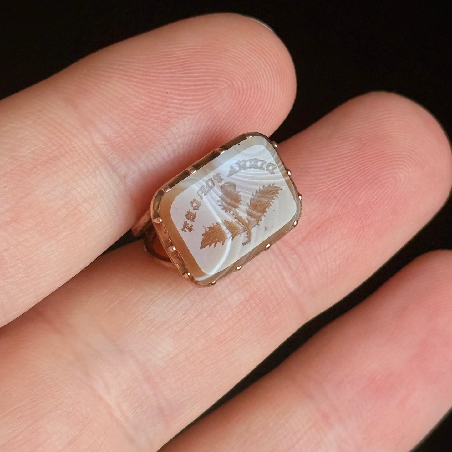 Georgian 'Dinna Forget' Intaglio Fob Pendant; Circa 1830