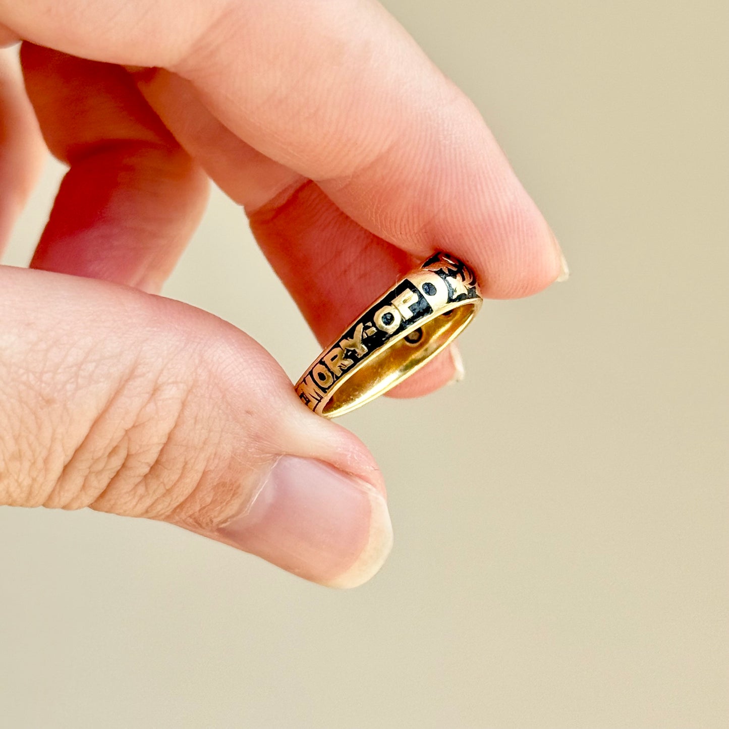 Victorian Enamel & Diamond Ring in 18 Carat Gold; Circa 1896