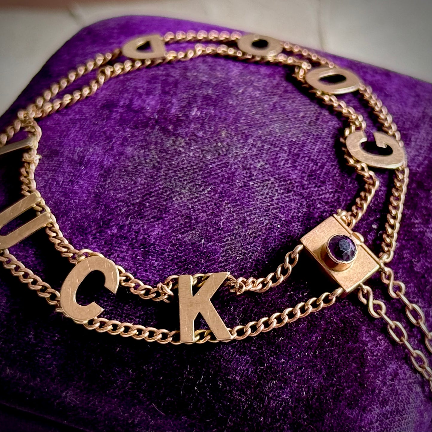 Antique Good Luck Bracelet in 9 Carat Rose Gold, Circa 1900