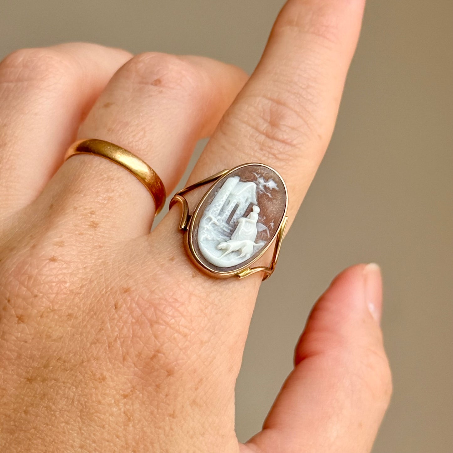 Georgian Enamel & Hair Mourning Ring in 15 Carat Gold; Circa 1781
