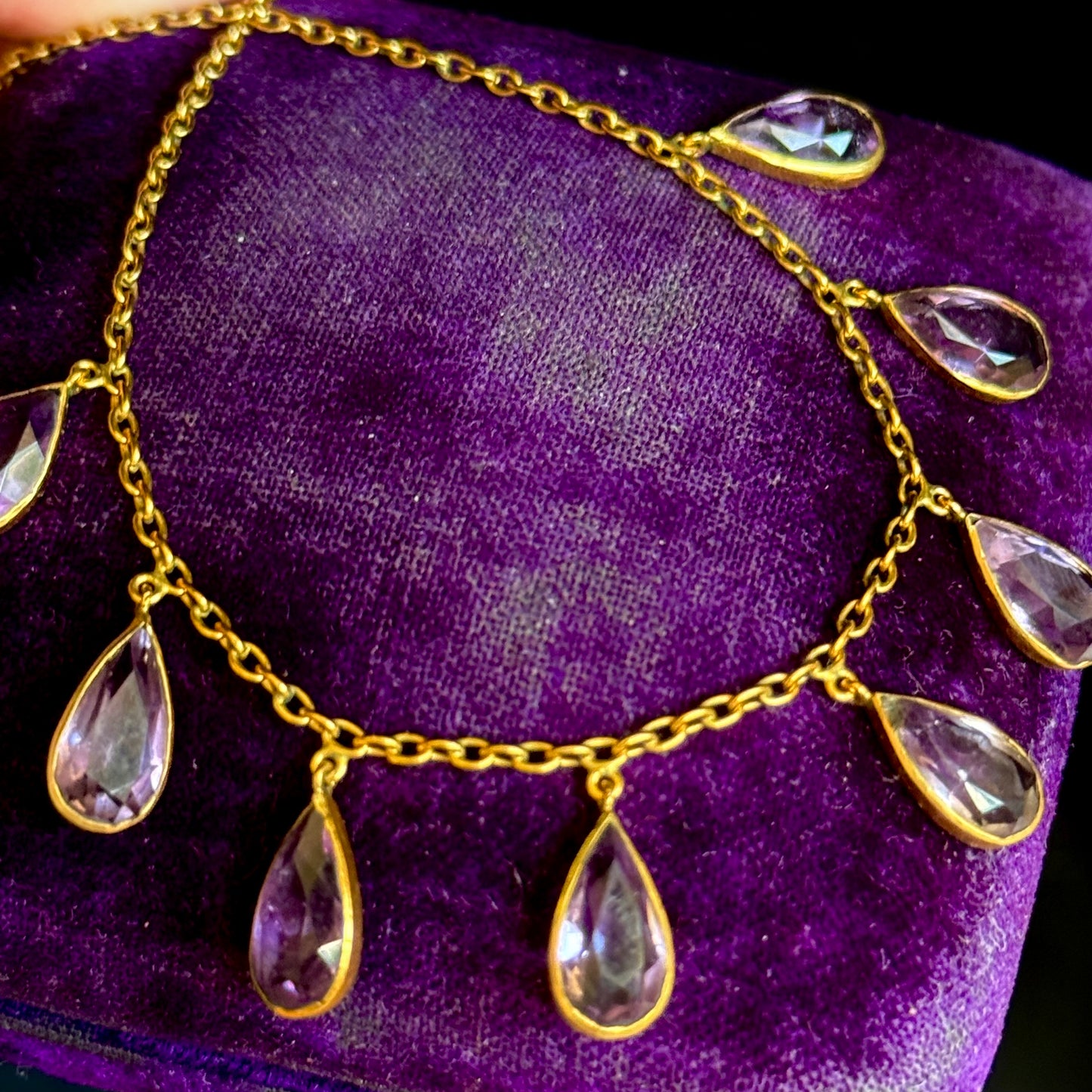 Edwardian Amethyst Fringe Necklace; Circa 1900