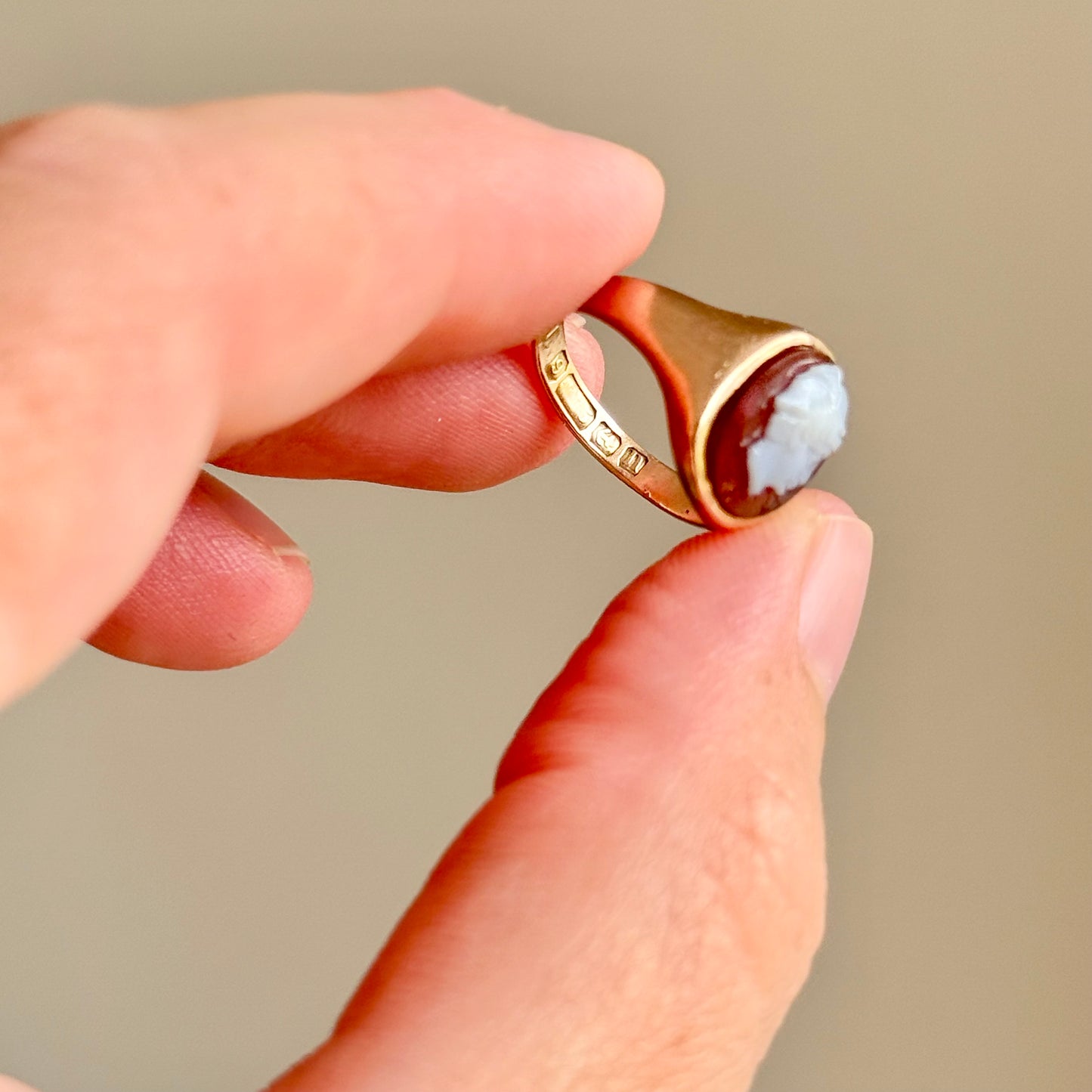Antique Hermes Carnelian Agate in 9 Carat Rose Gold; Circa 1912
