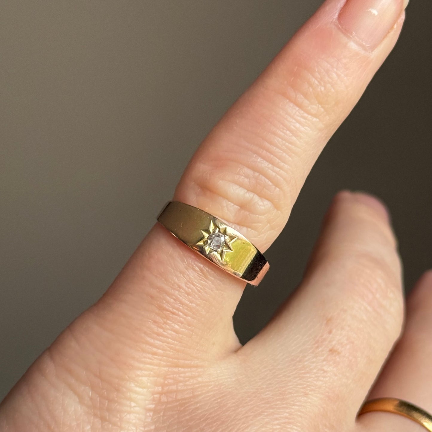 Antique Victorian Diamond Starburst Ring in 9 Carat Gold; Circa 1895