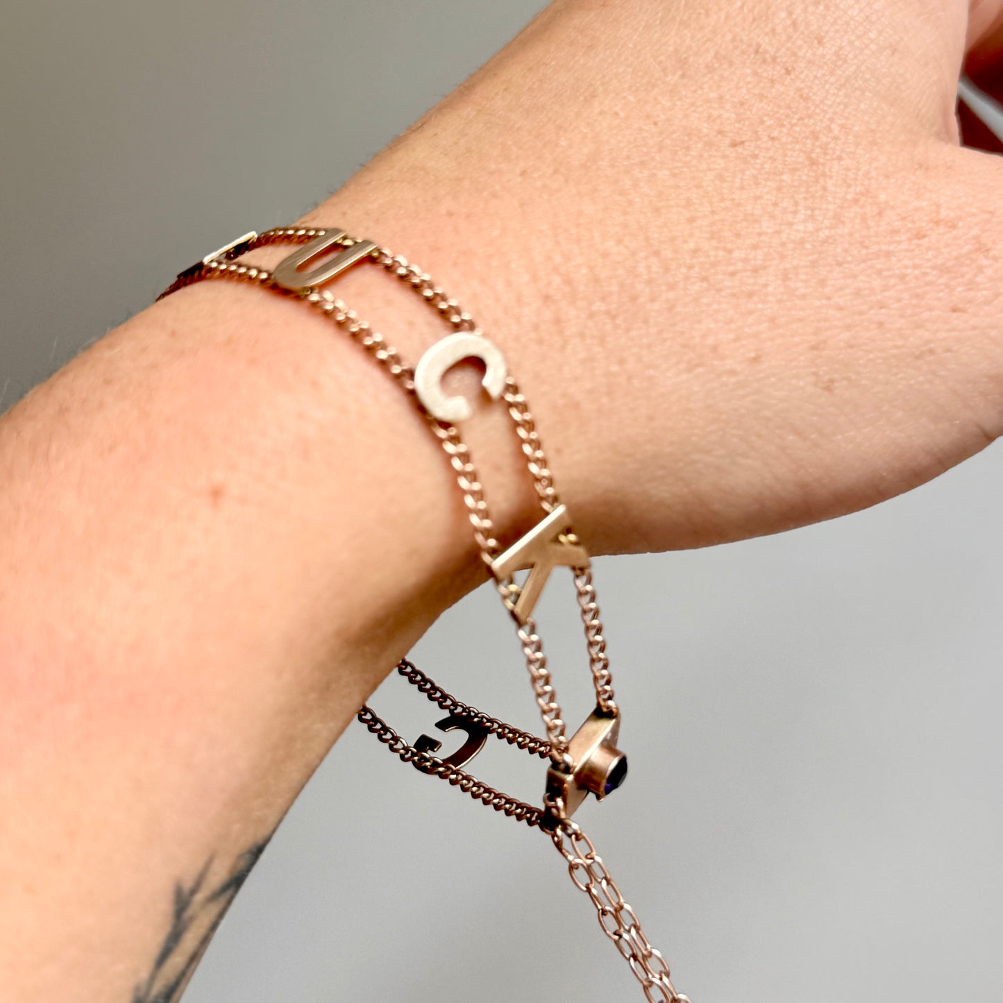 Antique Good Luck Bracelet in 9 Carat Rose Gold, Circa 1900