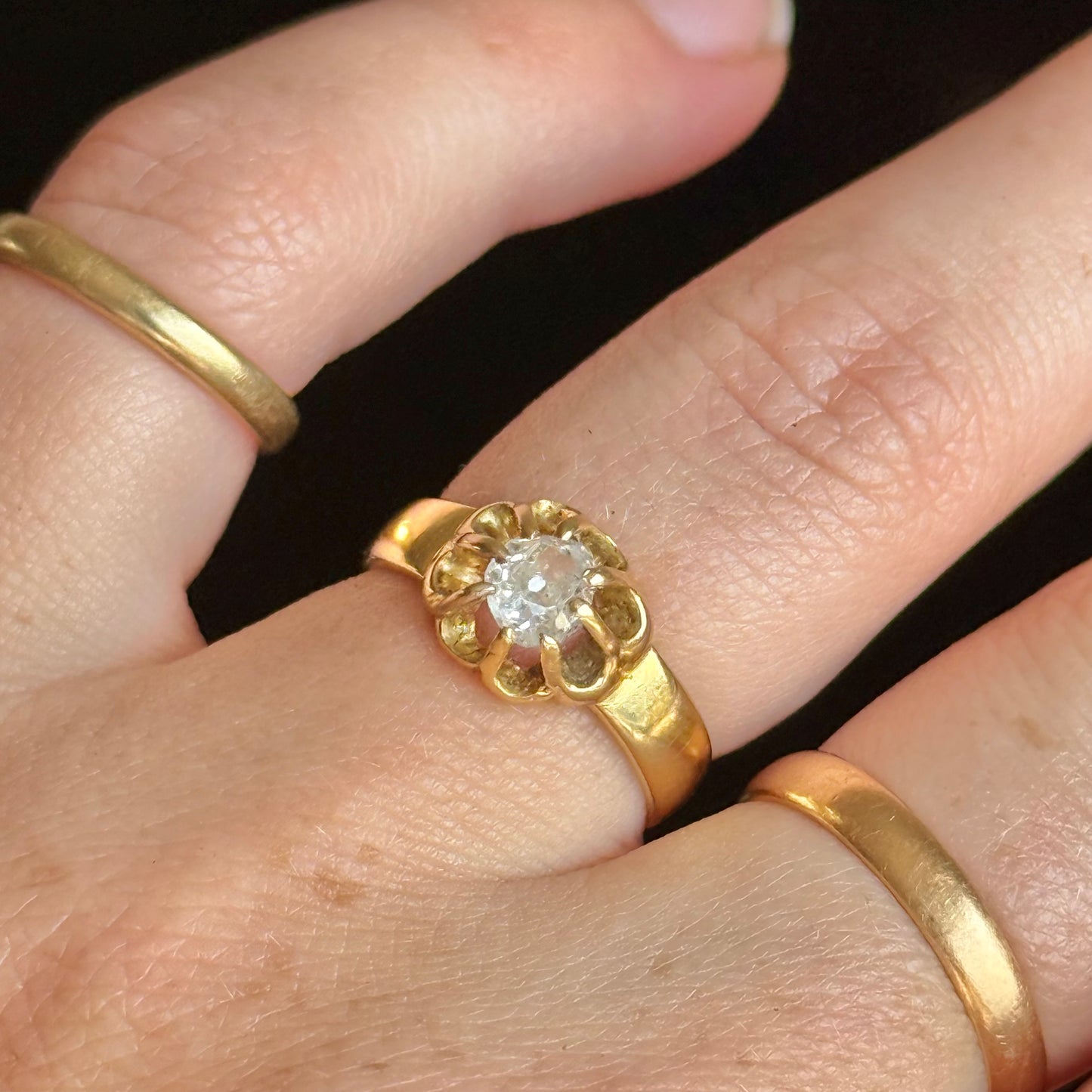 Antique Oval Old Cut Diamond Ring; Circa 1878