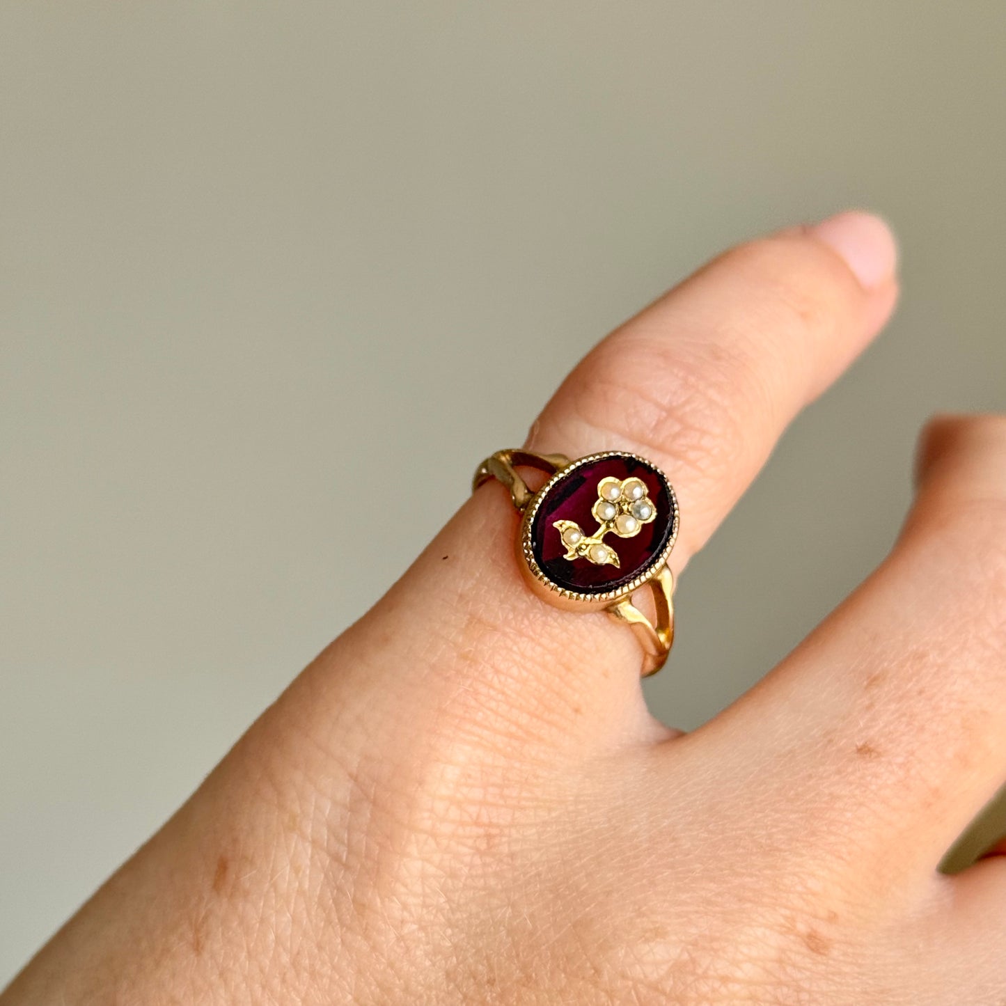 Antique Forget Me Not Intaglio Ring; Circa 1912
