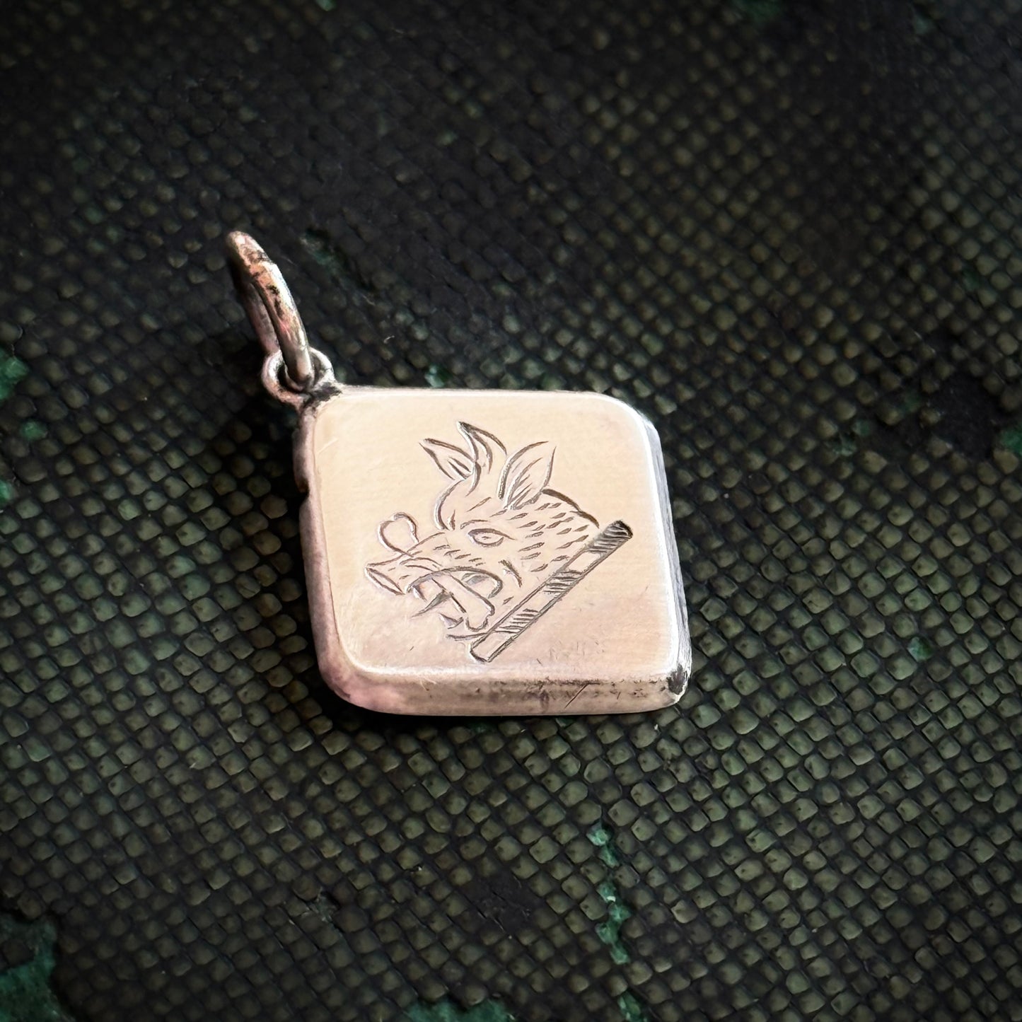 Antique Scottish Silver Heraldic Boar Pendant in Silver