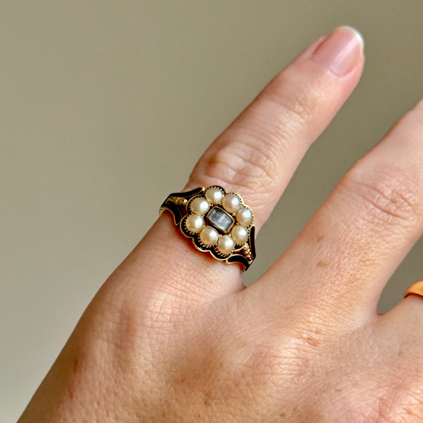 Georgian Era Hidden Locket Mourning Ring; Circa 1829