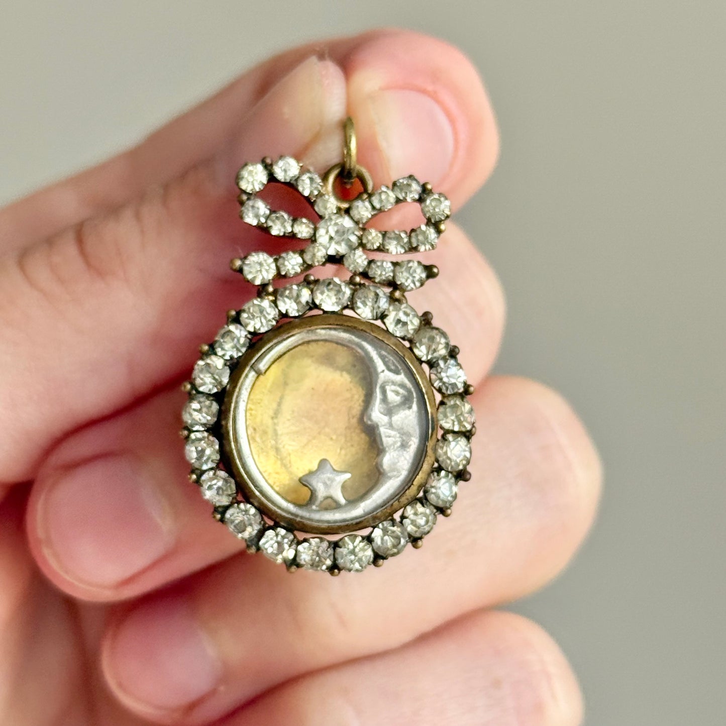 Edwardian Paste Locket & Bow Pendant