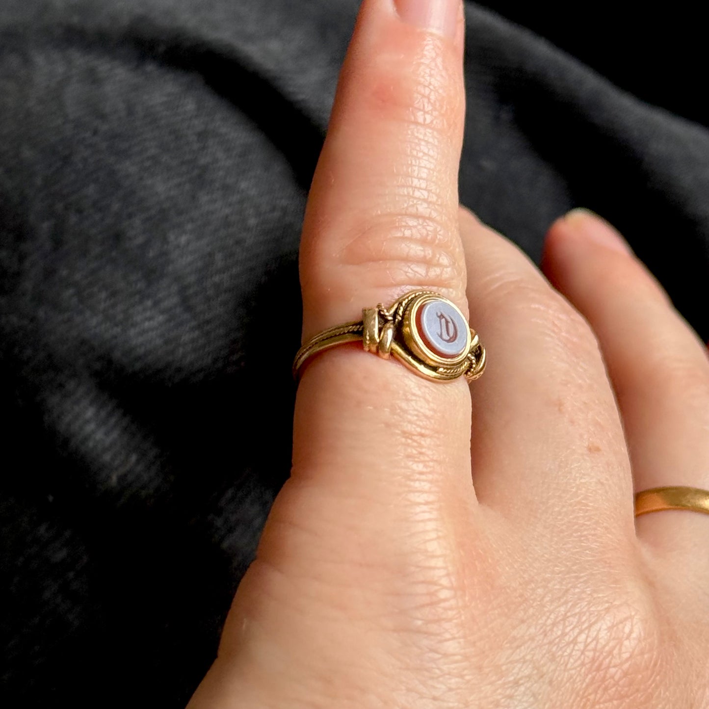 Antique Victorian 'C' Signet Ring in 9 Carat Gold; Circa 1880