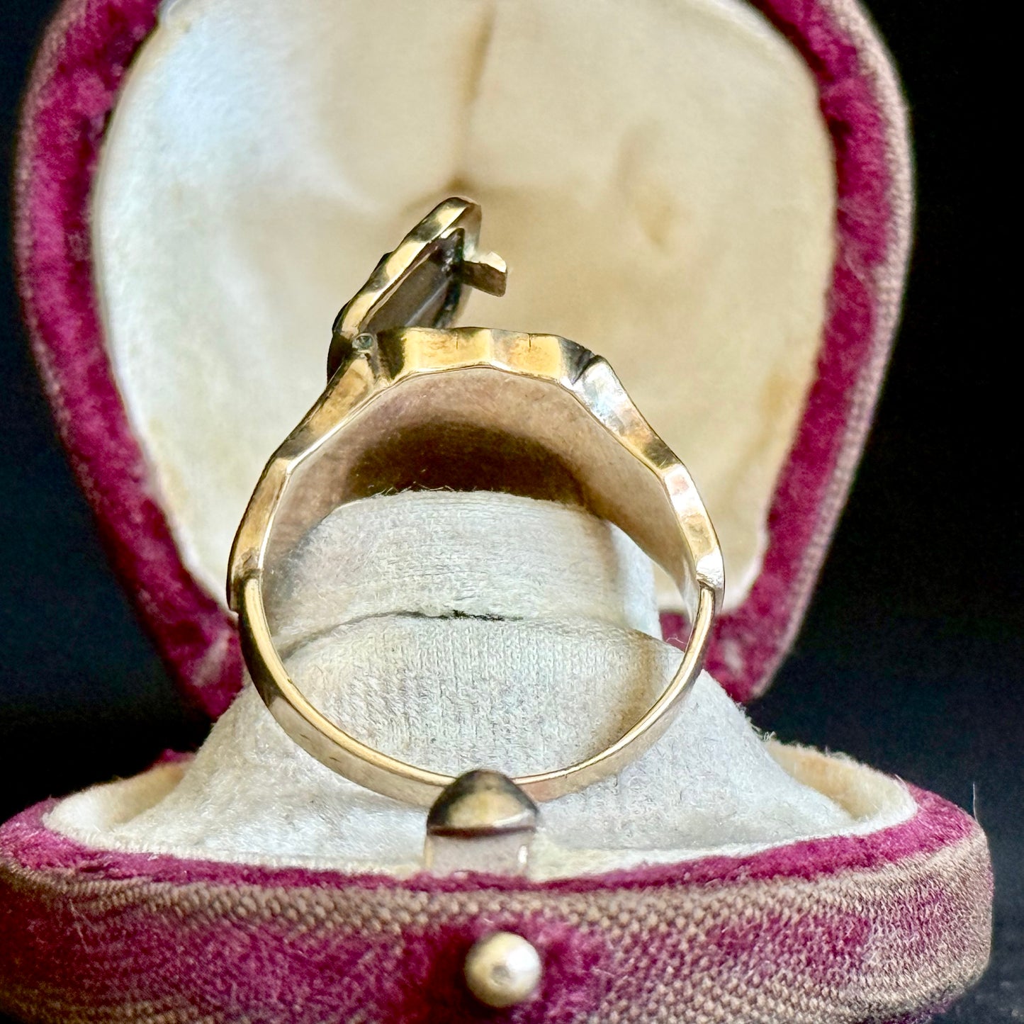 Victorian Mourning Locket Signet Ring in 9 Carat Gold; Circa 1860