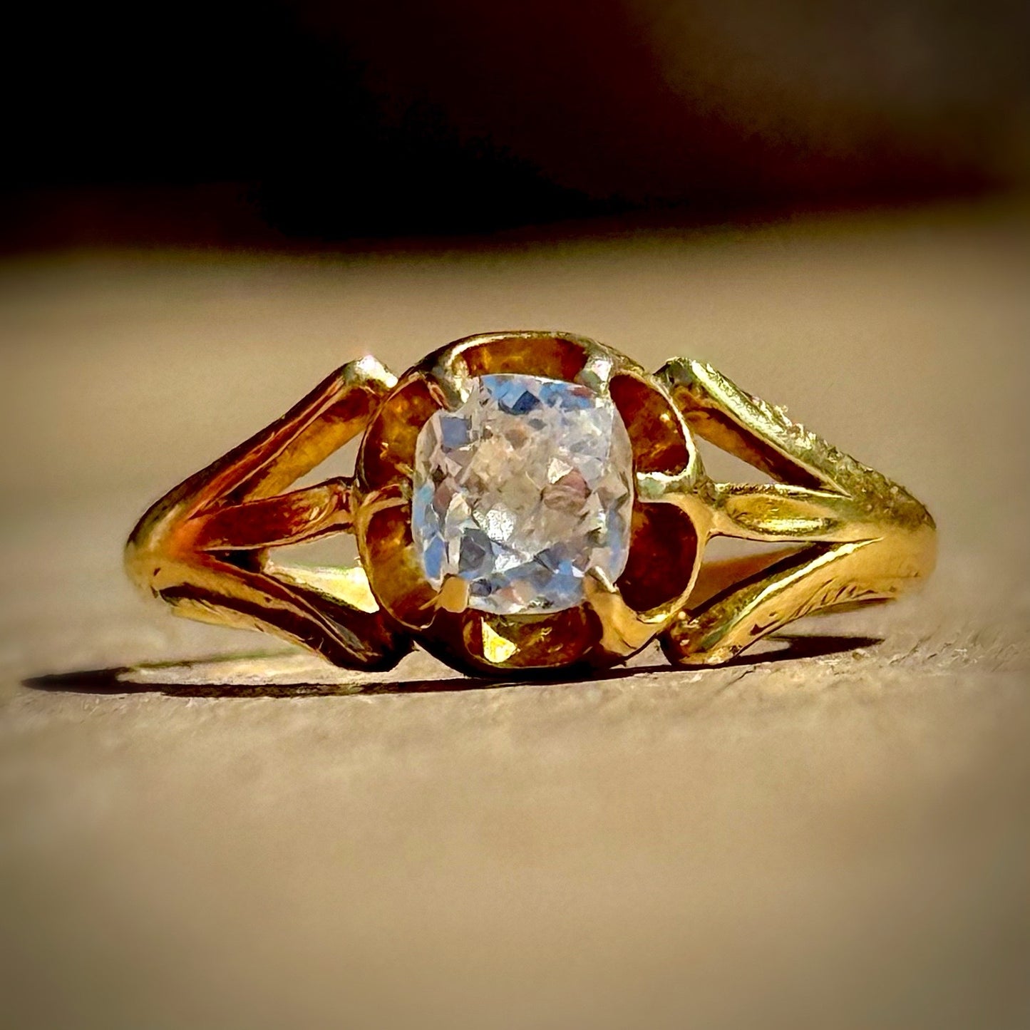 Victorian Old Cut Pinky Ring in 18 Carat Gold; Circa 1870