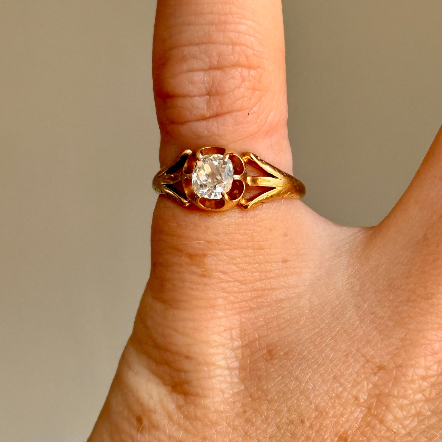 Victorian Old Cut Pinky Ring in 18 Carat Gold; Circa 1870