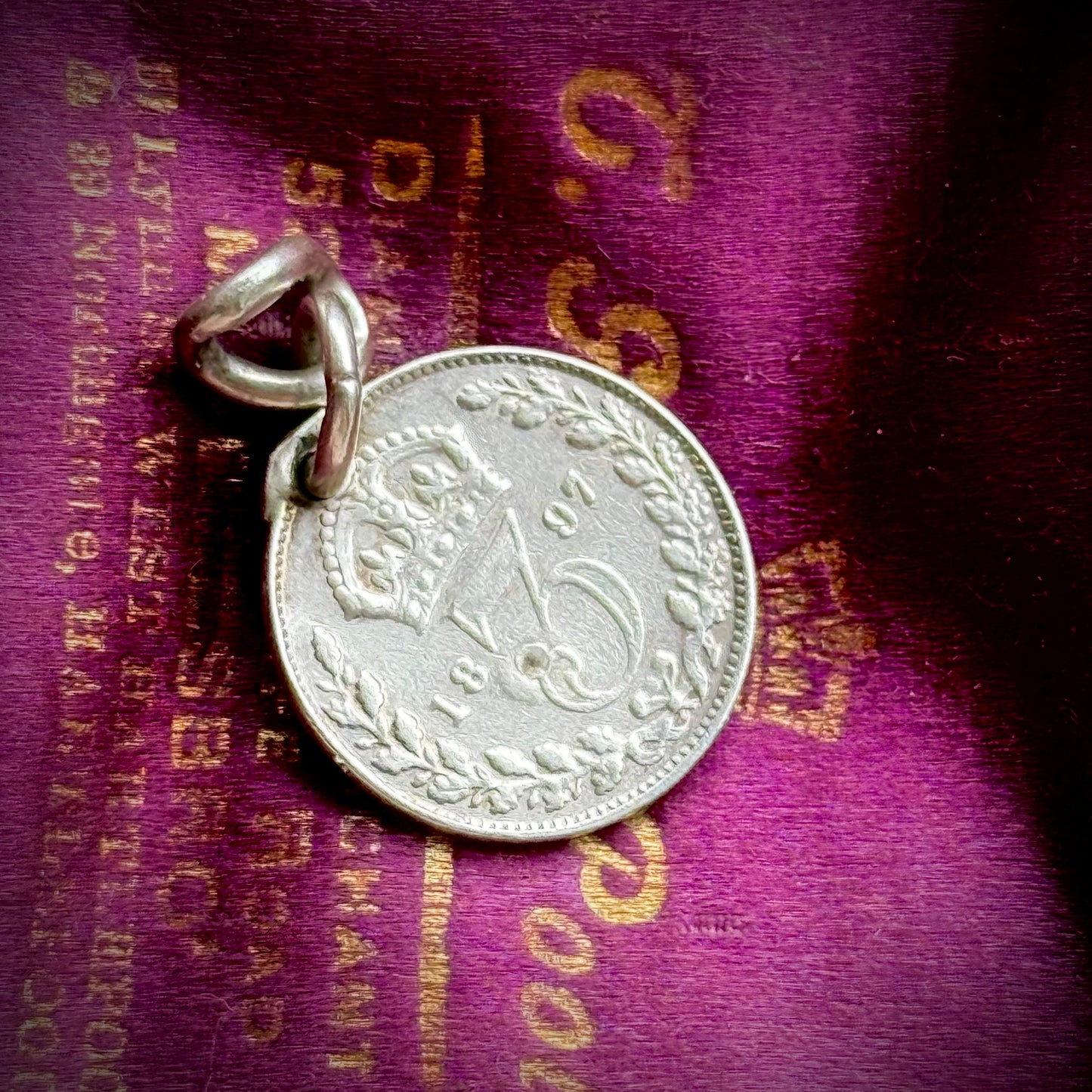 Antique Victorian Lucky Opal Coin Pendant; Circa 1880