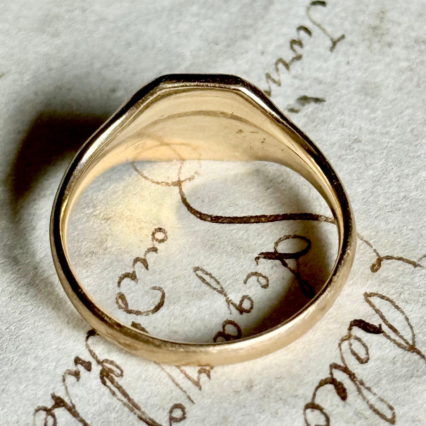 Unusual Enamel Signet Ring in 9 Carat Gold; Circa 1927