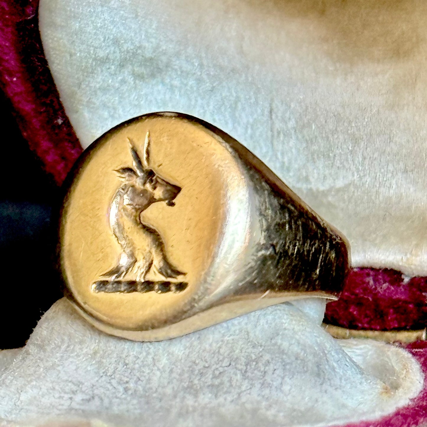 Antique Heraldic Signet Ring in 9 Carat Gold; Circa 1900