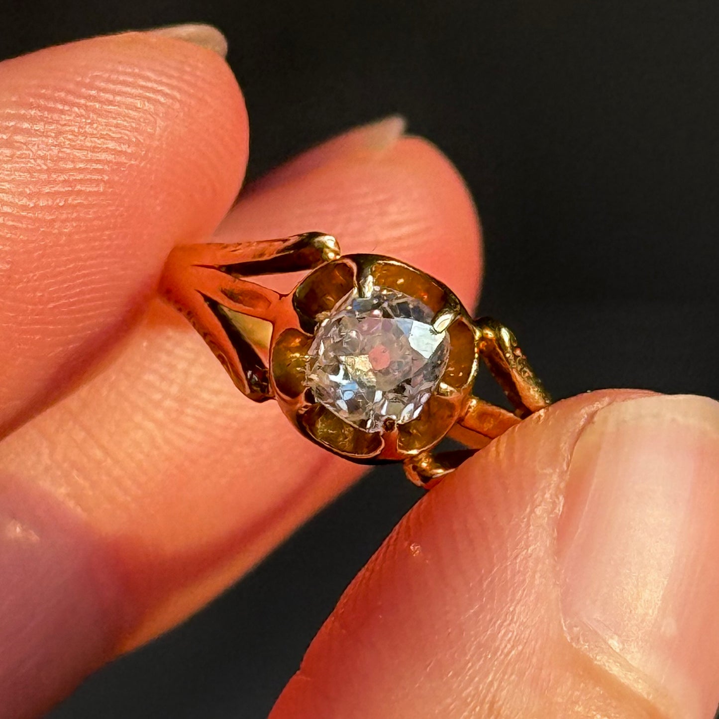 Victorian Old Cut Pinky Ring in 18 Carat Gold; Circa 1870