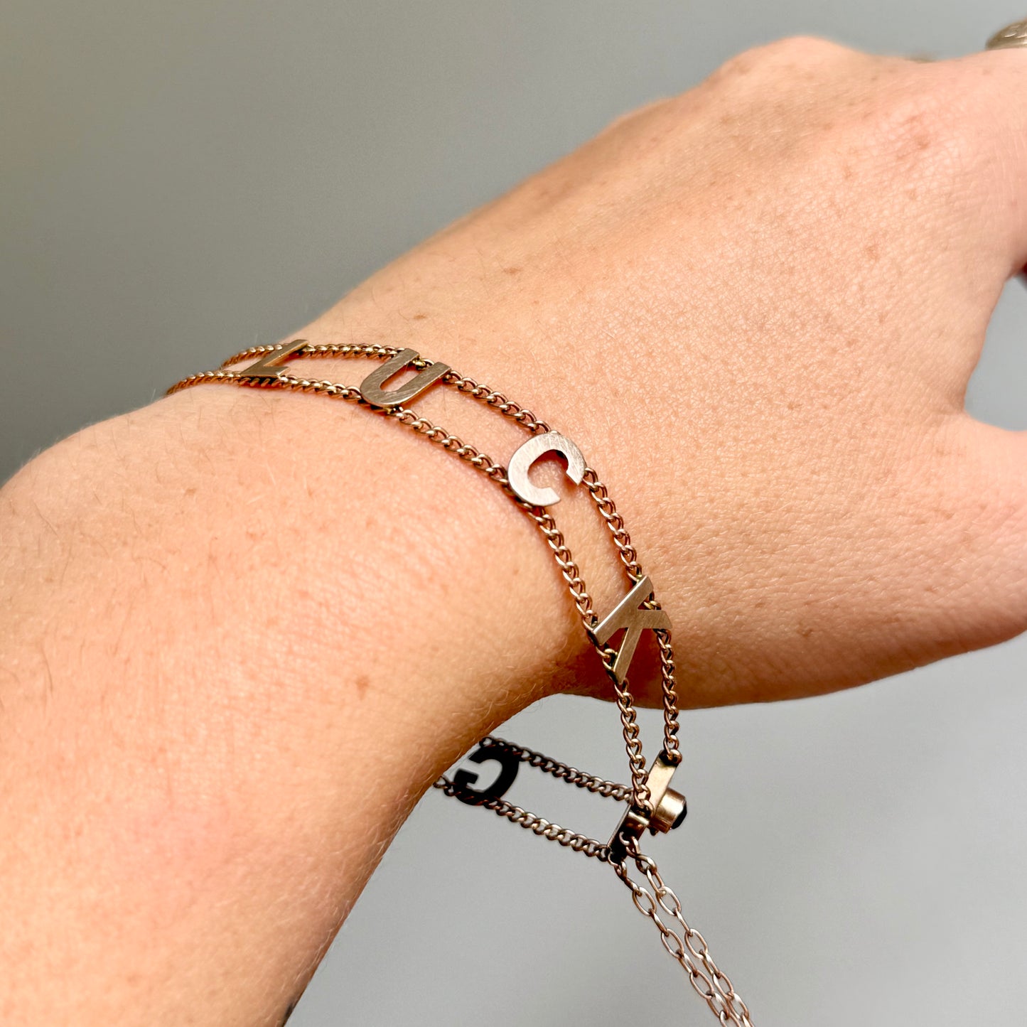 Antique Good Luck Bracelet in 9 Carat Rose Gold, Circa 1900