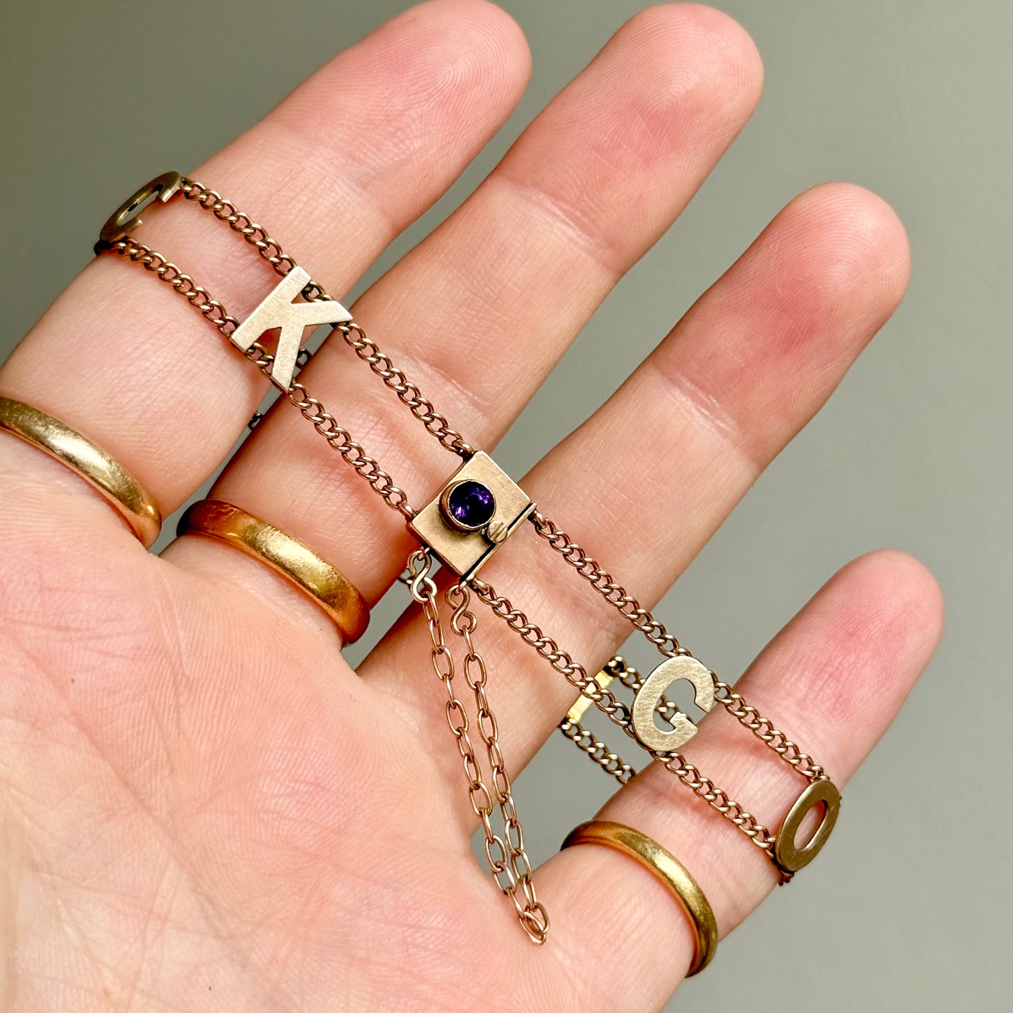 Antique Good Luck Bracelet in 9 Carat Rose Gold, Circa 1900