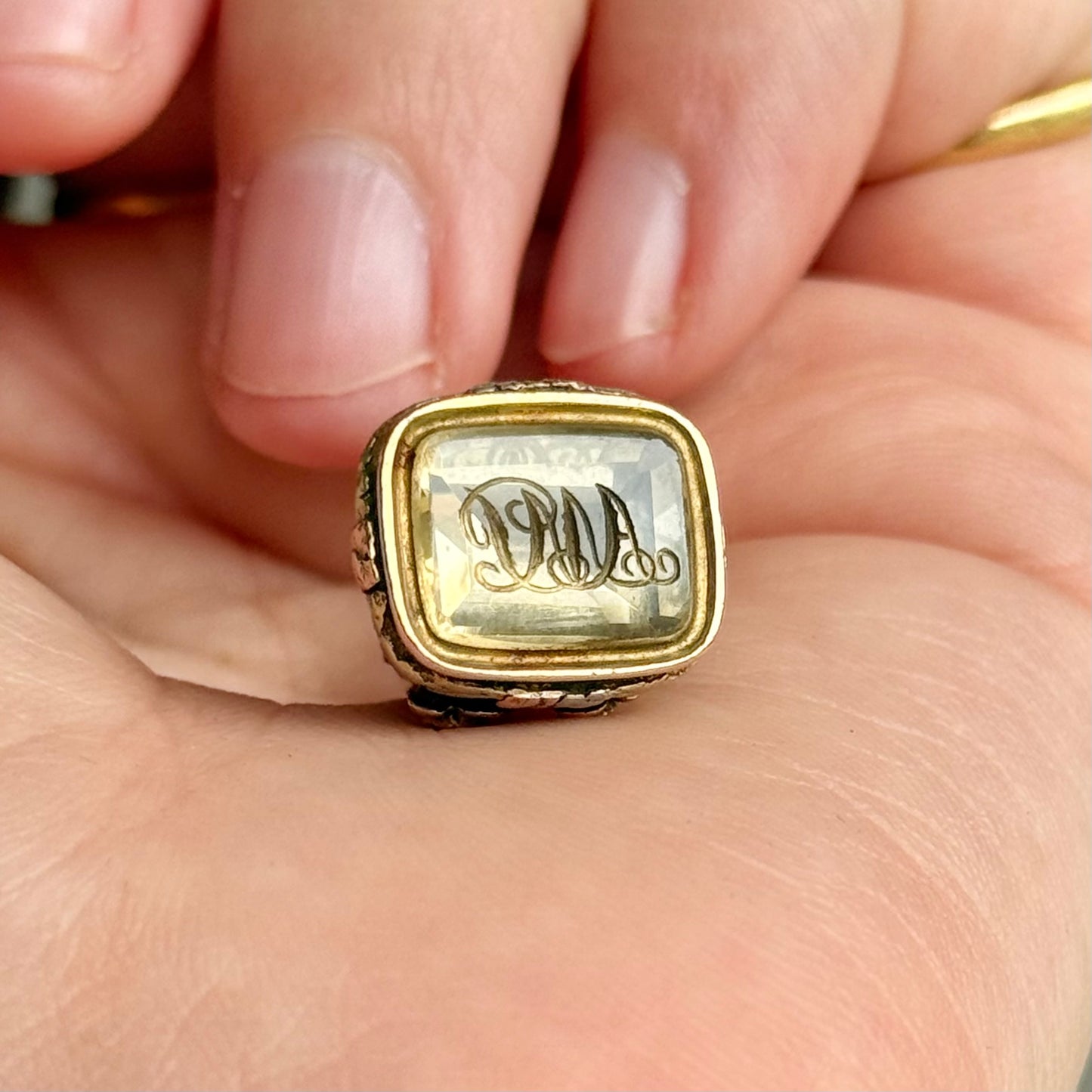 Victorian Intaglio Citrine Fob in 9 Carat Gold; Circa 1890