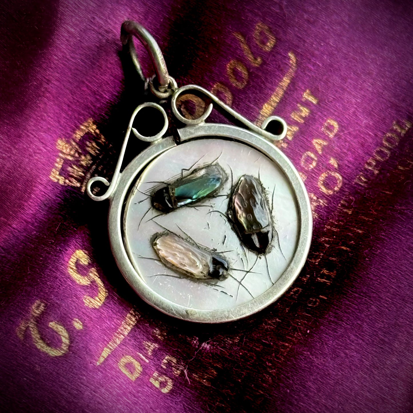 Shibayama & Mother of Pearl Pendant in Sterling Silver