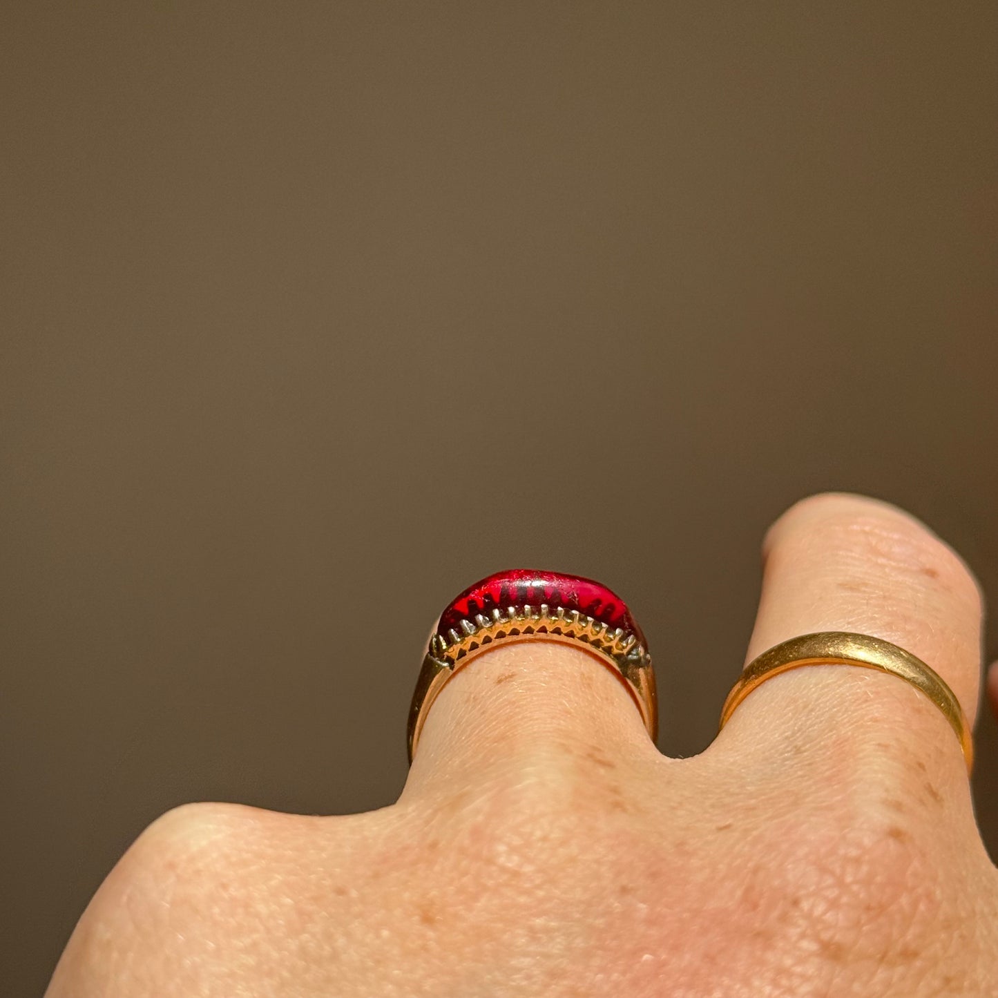 Victorian Garnet Ring in 9 Carat Gold; Circa 1898