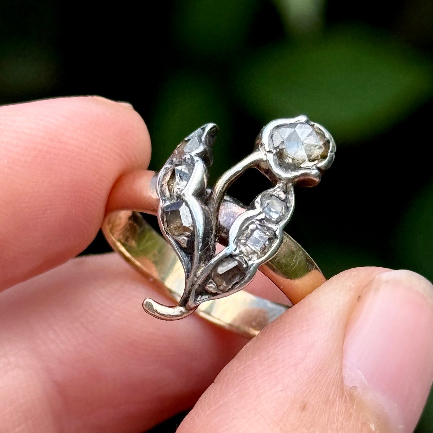 Unique Georgian Diamond Tulip Ring in 18 Carat Gold