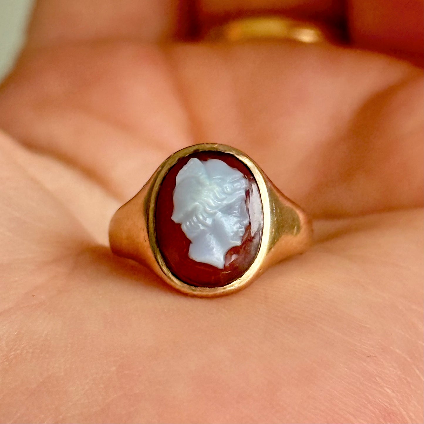 Antique Hermes Carnelian Agate in 9 Carat Rose Gold; Circa 1912