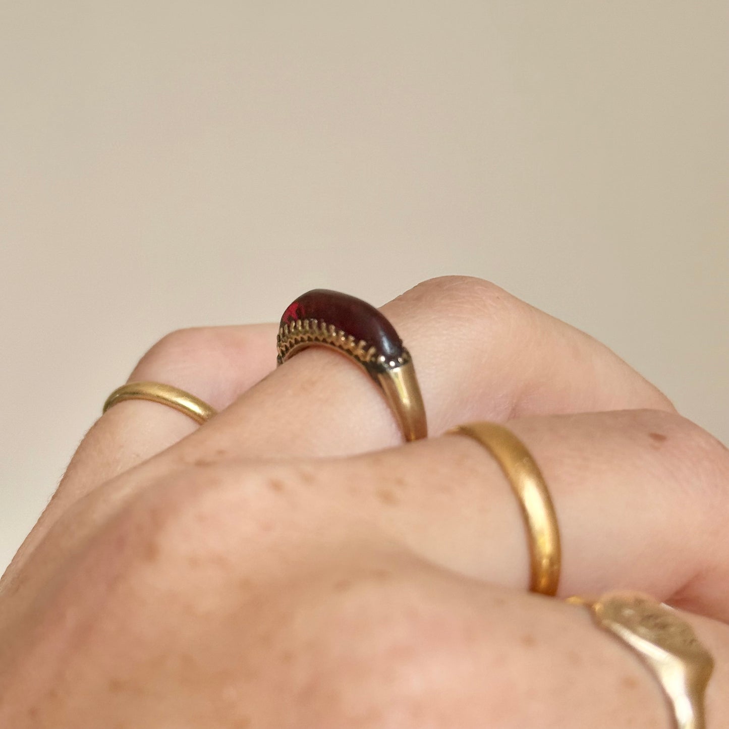 Victorian Garnet Ring in 9 Carat Gold; Circa 1898