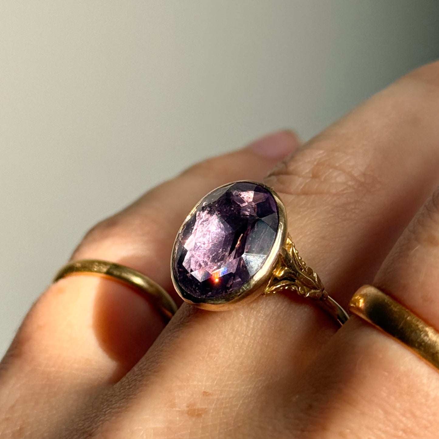 Substantial Foiled Amethyst Ring in 9 Carat Gold