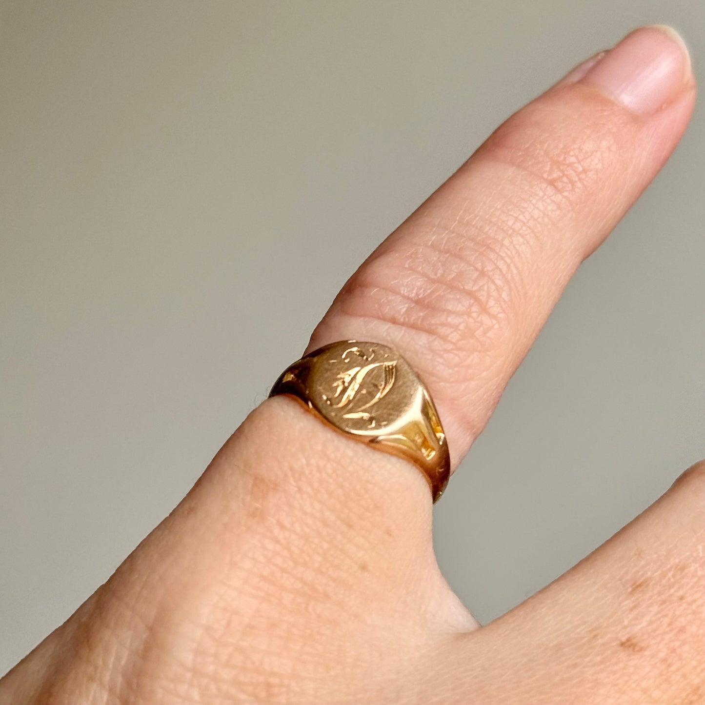 Antique 'N' Signet Ring in 18 Carat Gold; Circa 1890